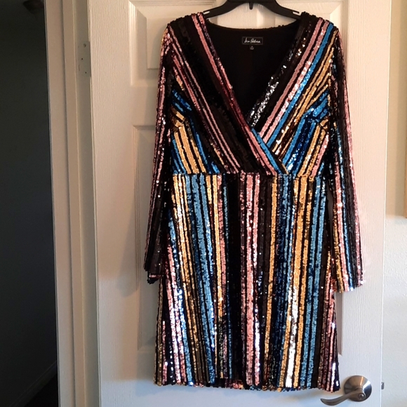 Sam Edelman rainbow stripe sequin dress - Picture 2 of 6